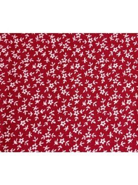 Red Cotton Fabric White Floral Design 22x26" Quilting-Sewing-Craft Material